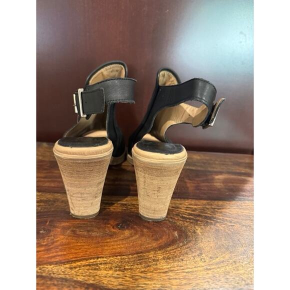 Coach Black Sandal Suede Leather Peep Toe Block Heel Shoes- 6.5 - Picture 4 of 8